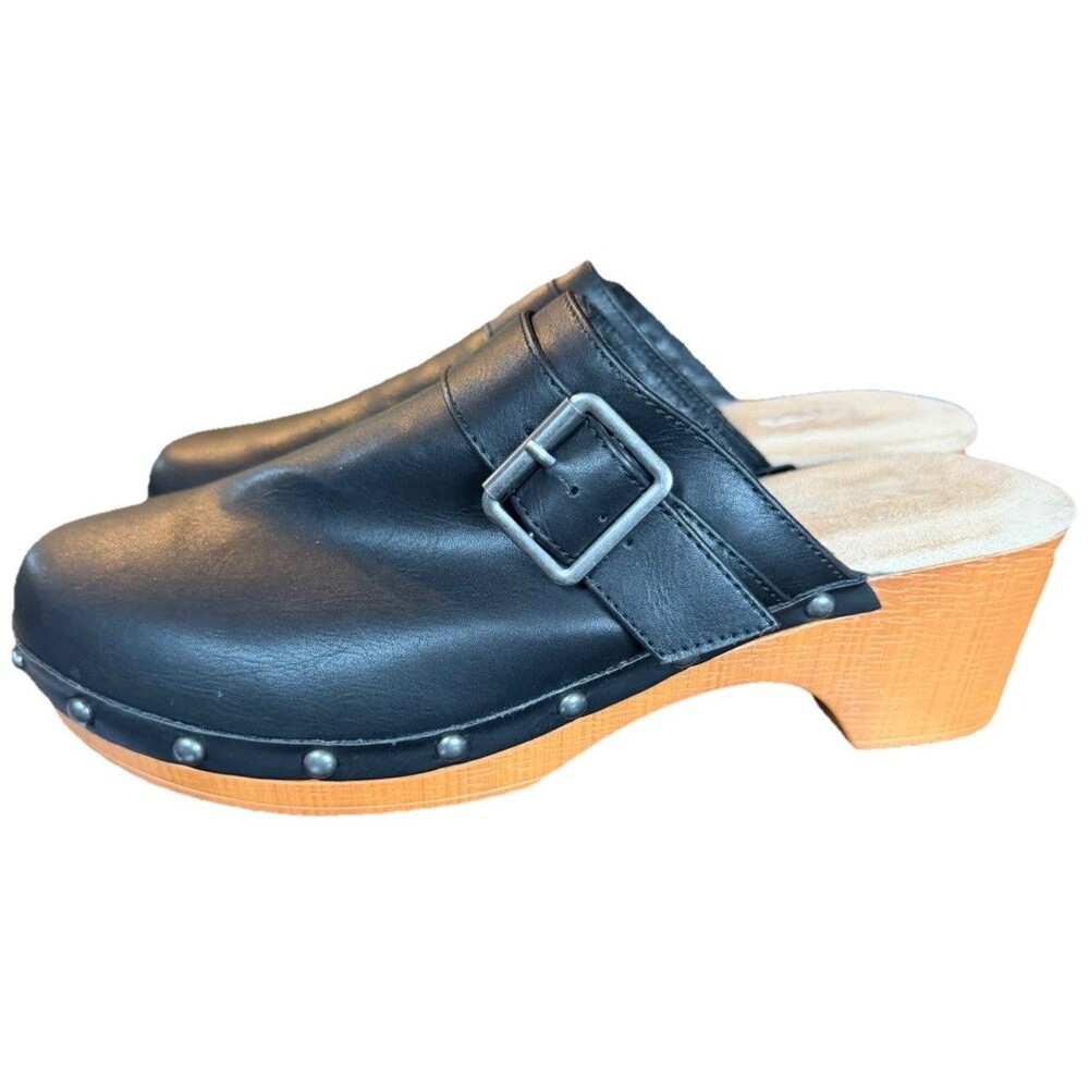 Mia Women's Heeled Clog Black Size 8 Studded Details Slip On Nearly New